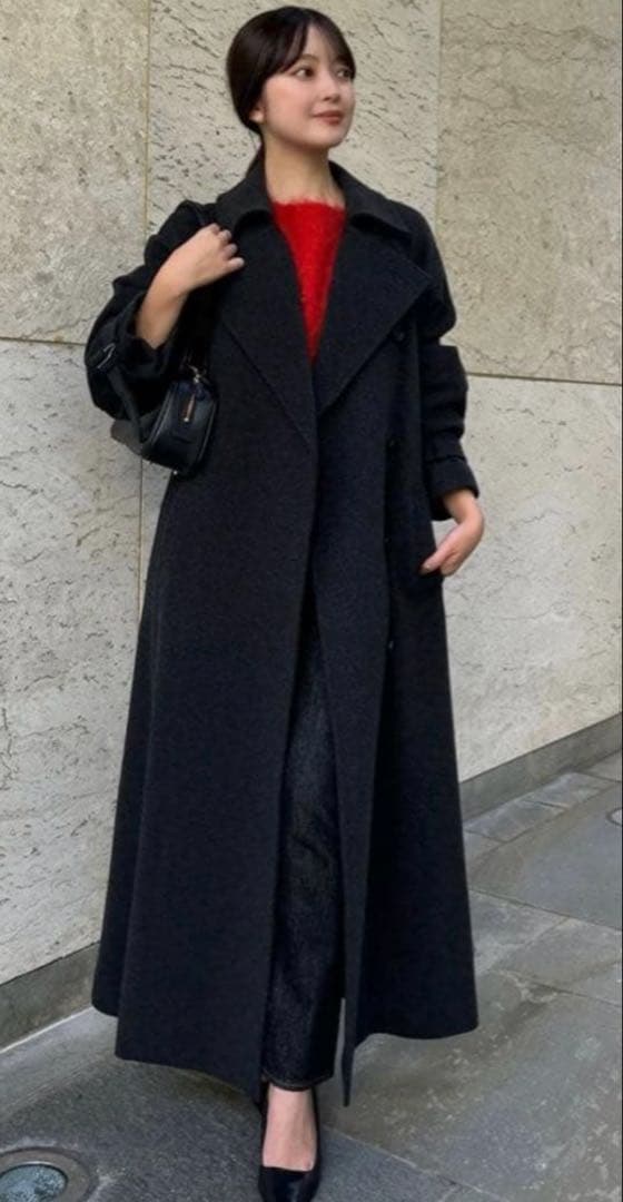 anuans ウールトレンチコート チャコールグレー