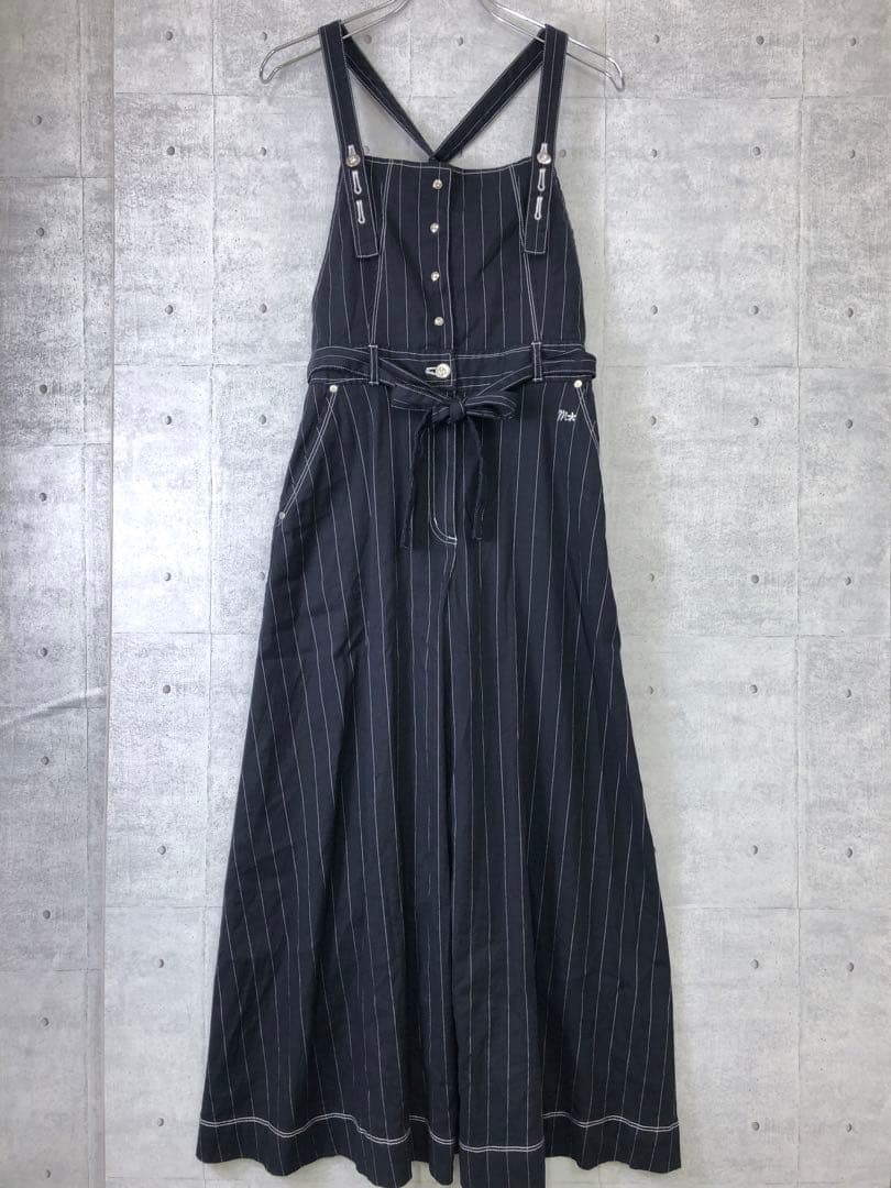 エムズグレイシー オーバーオール サロペット オールインワン 36 S 紺 白