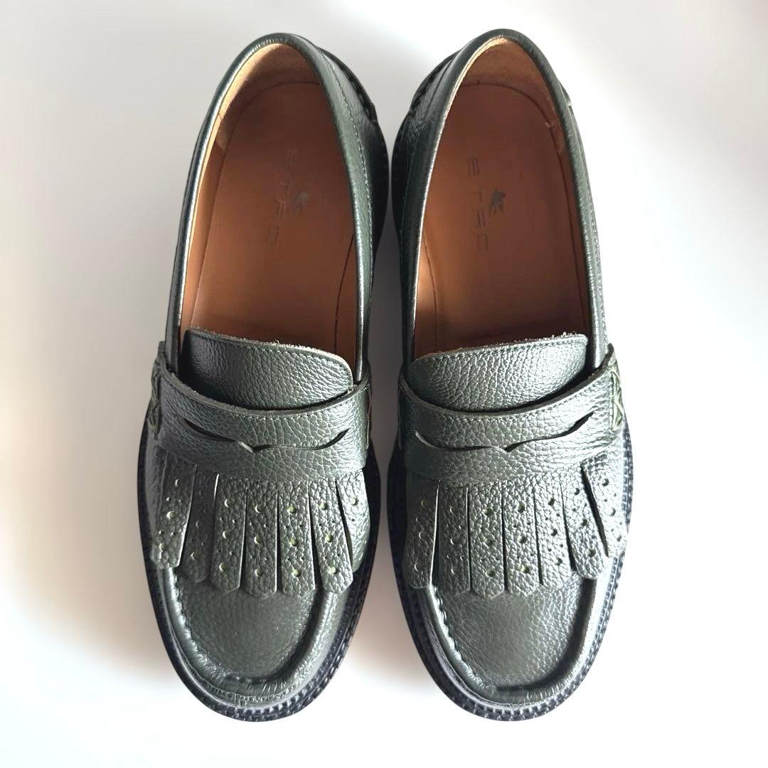 【美品】ETRO　レザーローファー　イタリア製　シボ革　41サイズ