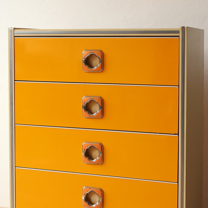 レトロポップ 整理タンス 昭和レトロ おもちゃ箱 スペースエイジ 黄色