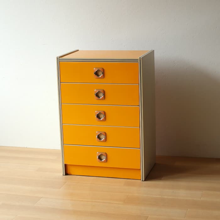 レトロポップ 整理タンス 昭和レトロ おもちゃ箱 スペースエイジ 黄色