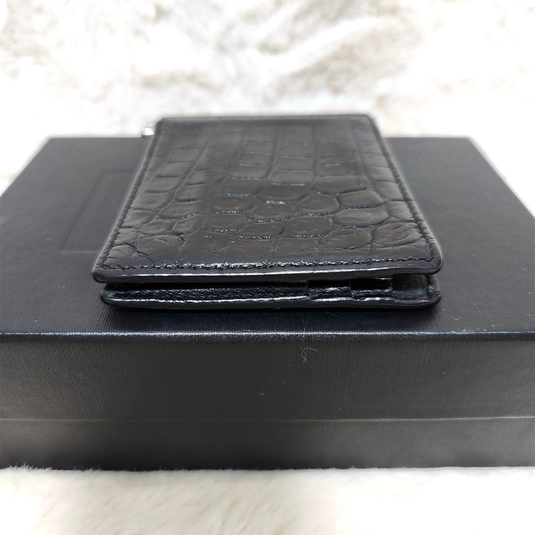 ✨美品✨サンローラン　二つ折り　マネークリップ　クロコ　ブラック　レザー
