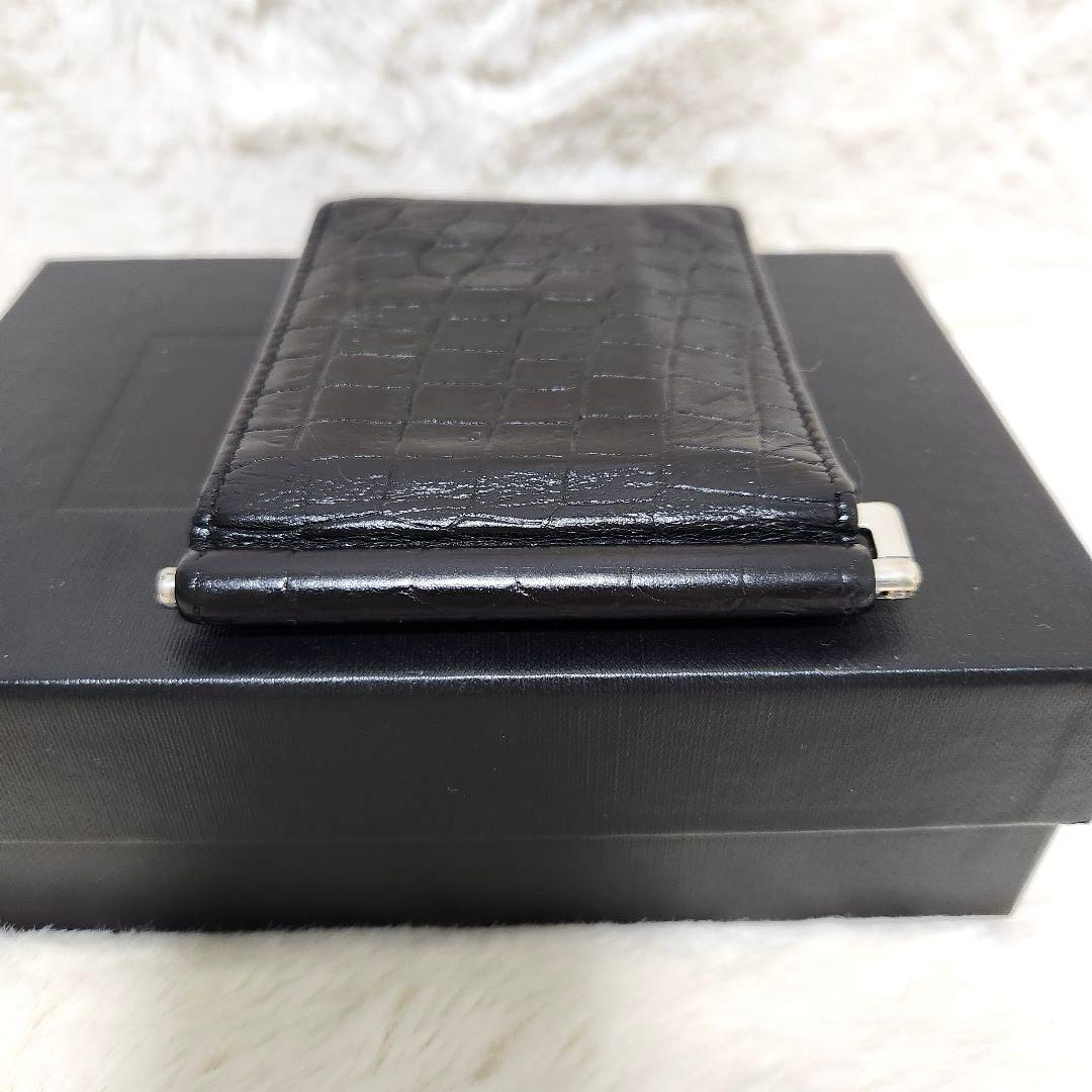 ✨美品✨サンローラン　二つ折り　マネークリップ　クロコ　ブラック　レザー