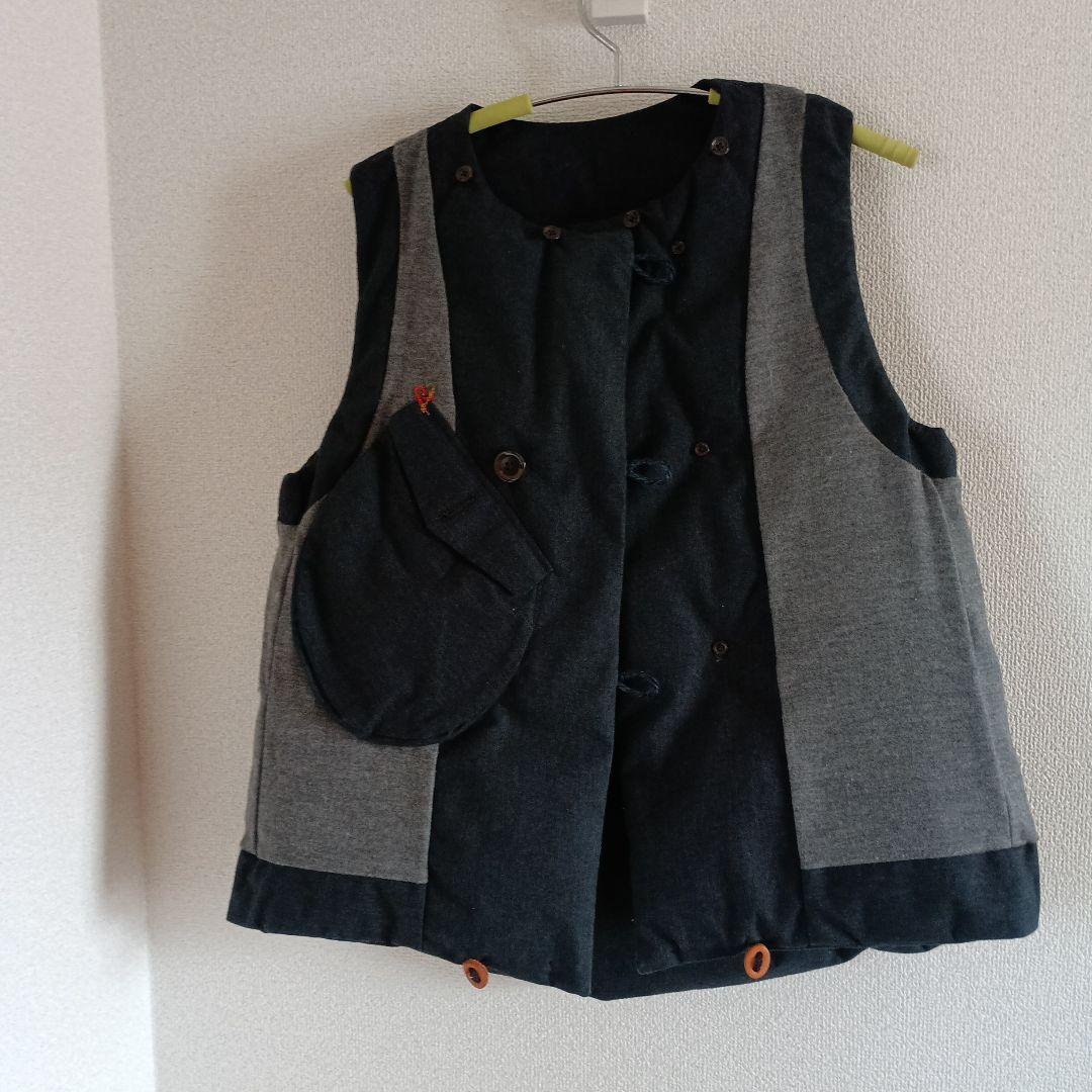 45r　45rpm　ダウンベスト　ムートン襟　ウール　カシミヤ