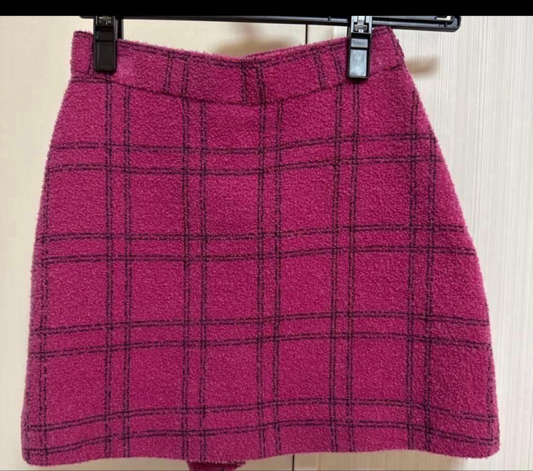 sheler ピンクチェック ミニスカート　Sサイズ