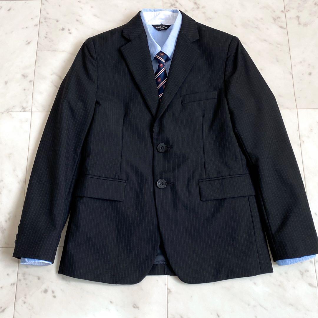 ✨コムサイズム　フォーマルスーツ4点セット　ピンストライプ　ブラック　150