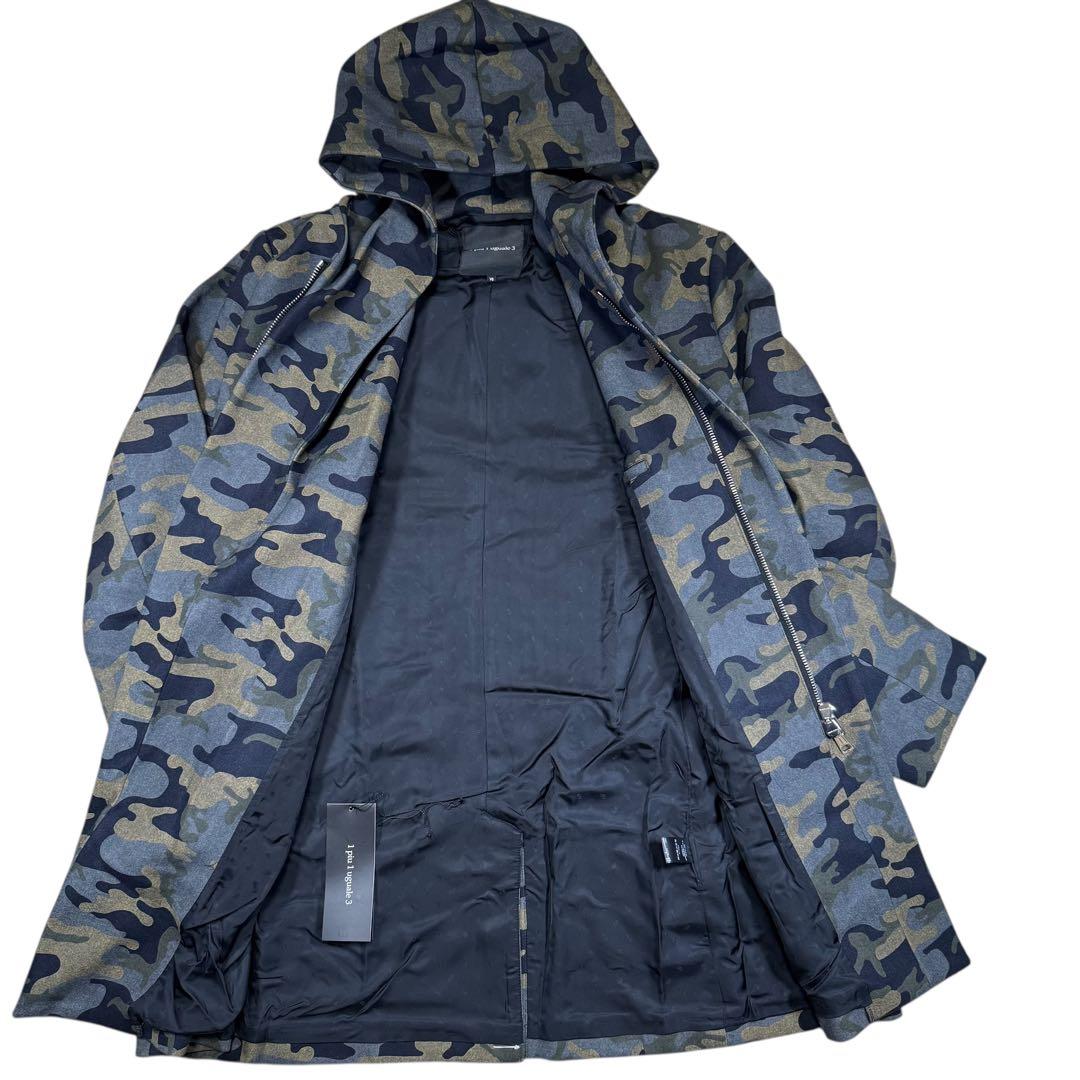 【新品】1piu1uguale3ウノピゥウノ迷彩柄フーデッドコート/カモフラ系7