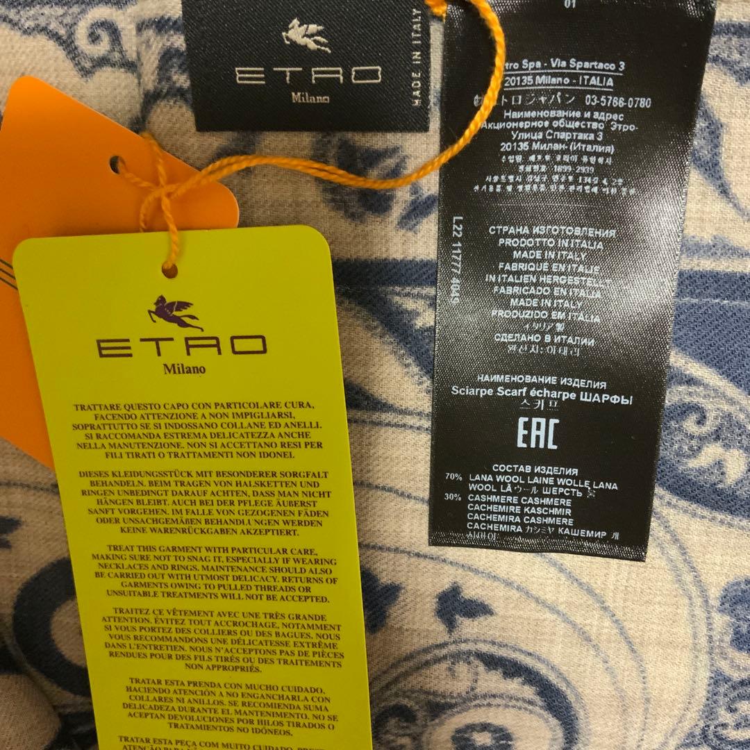 洗練されたデザイン　ETRO 正規品　大判ショール　 希少サイズ　18