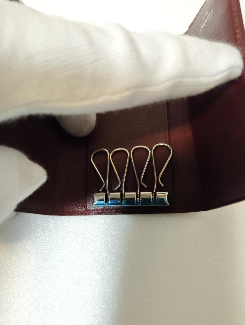 新品同様：カルティエ レザー 4連 キーケース ボルドー