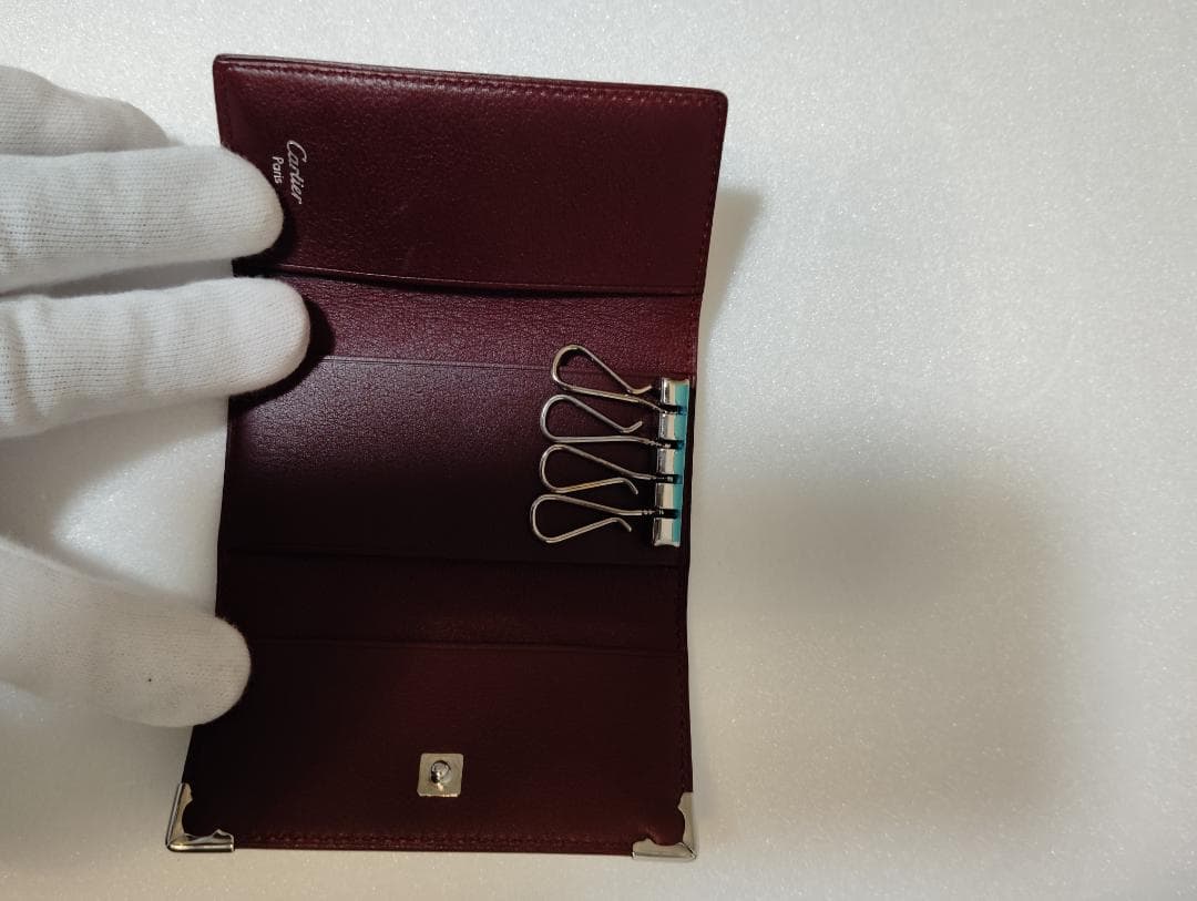 新品同様：カルティエ レザー 4連 キーケース ボルドー