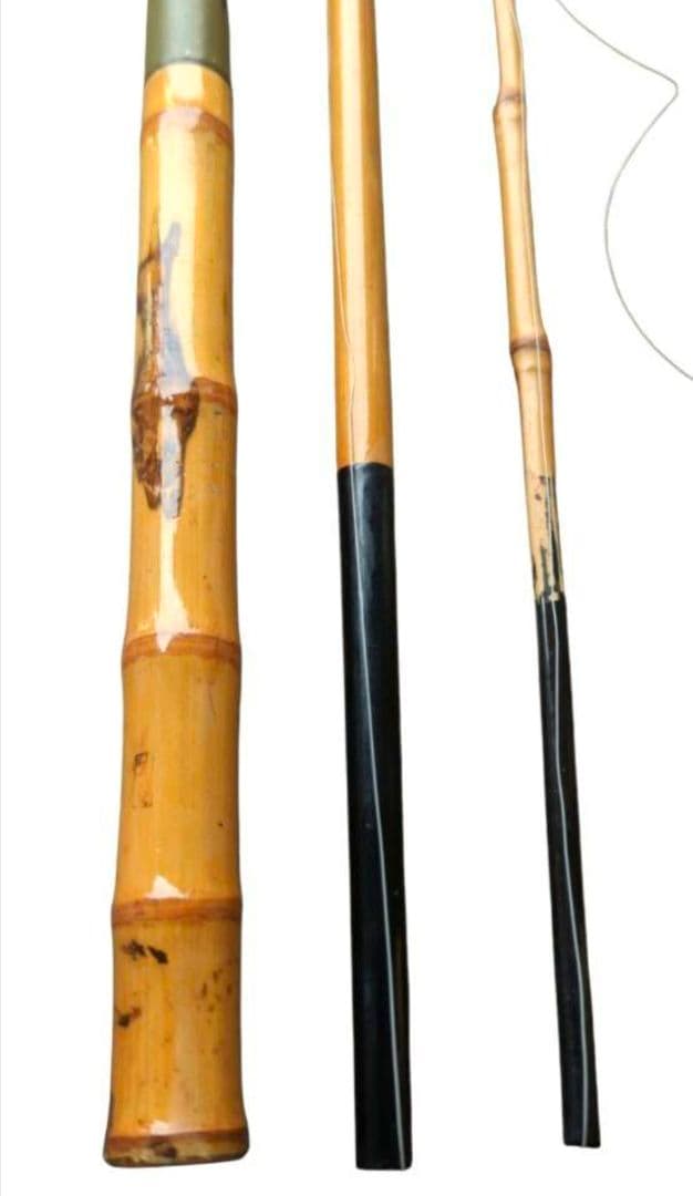 竿友作 手ばね竿 中通し竿 3本継 ハゼ 竹竿 和竿 布袋竹 美品 釣り