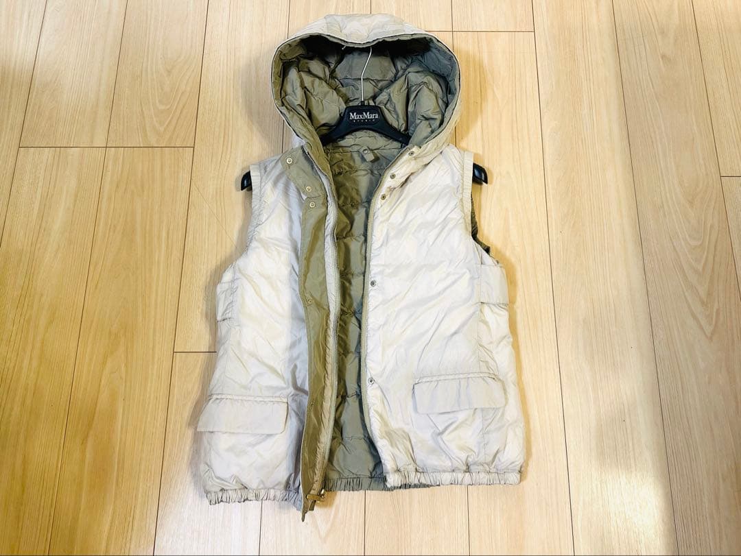 マックスマーラ‘SMaxMara☆フード付ダウンベスト軽量リバーシブル 42