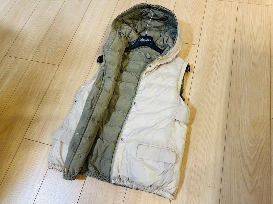 マックスマーラ‘SMaxMara☆フード付ダウンベスト軽量リバーシブル 42