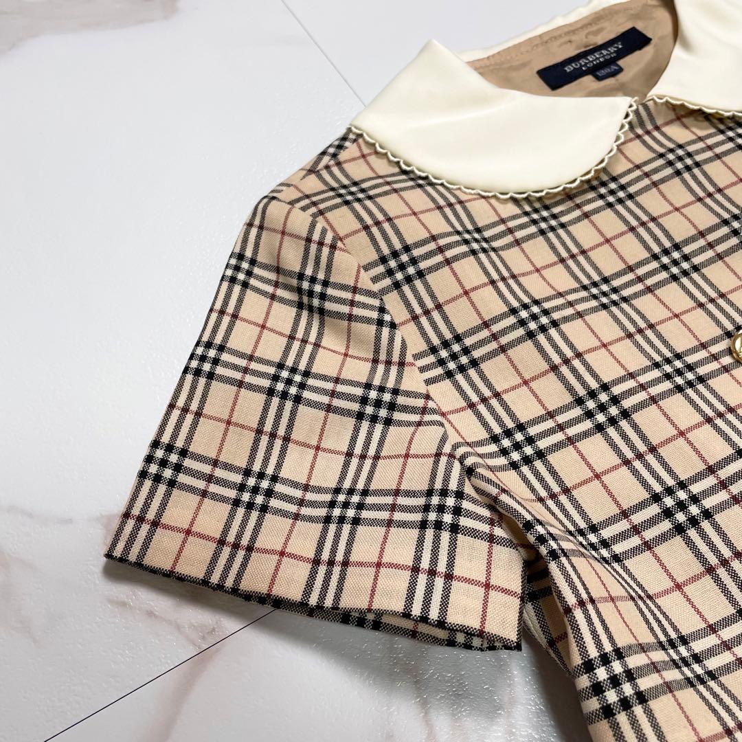 美品✨ BURBERRY ワンピース ノバチェック 白襟 金ボタン 130