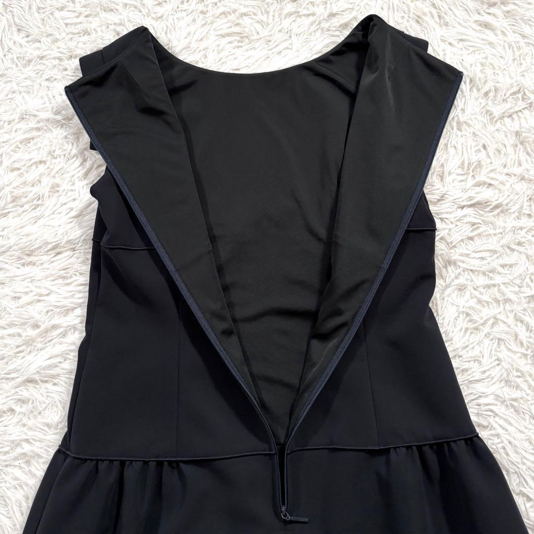 新品同様✨ルネ　ノースリーブ　ティアード　ドレス　ワンピース ネイビー　38