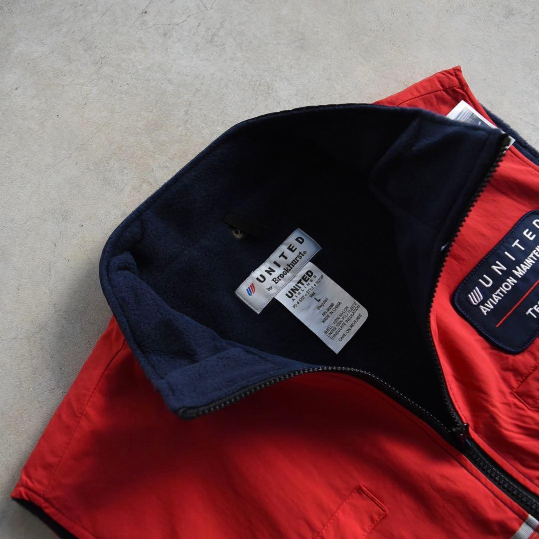 90s UNITED ユナイテッド航空 ナイロンベスト 企業物 未使用 L