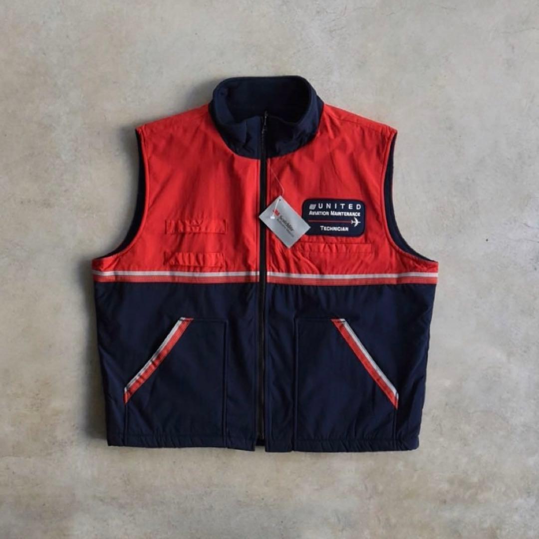 90s UNITED ユナイテッド航空 ナイロンベスト 企業物 未使用 L