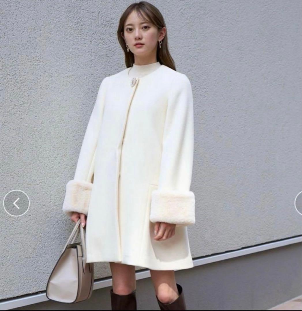 Snidel ビジューブローチAラインコート