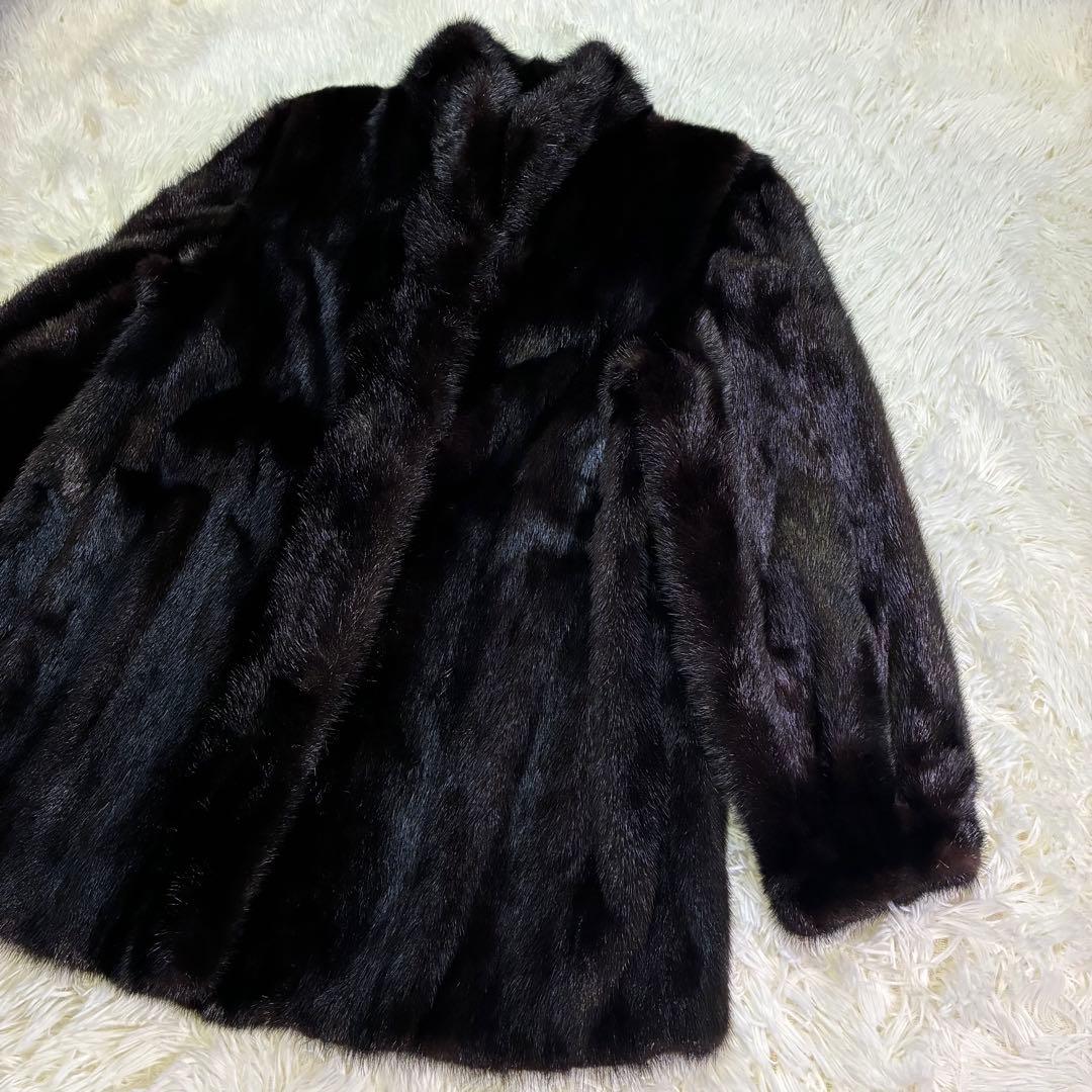 美品 SAGA MINK 毛皮 ゴールドタグ 金タグ ダークブラウン 11