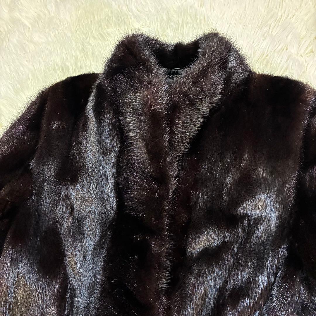 美品 SAGA MINK 毛皮 ゴールドタグ 金タグ ダークブラウン 11