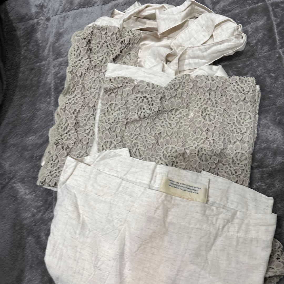 【大幅お値下げ】ドゥーブルメゾン　着物、二部式襦袢、リボン、レース作り帯(紺色)