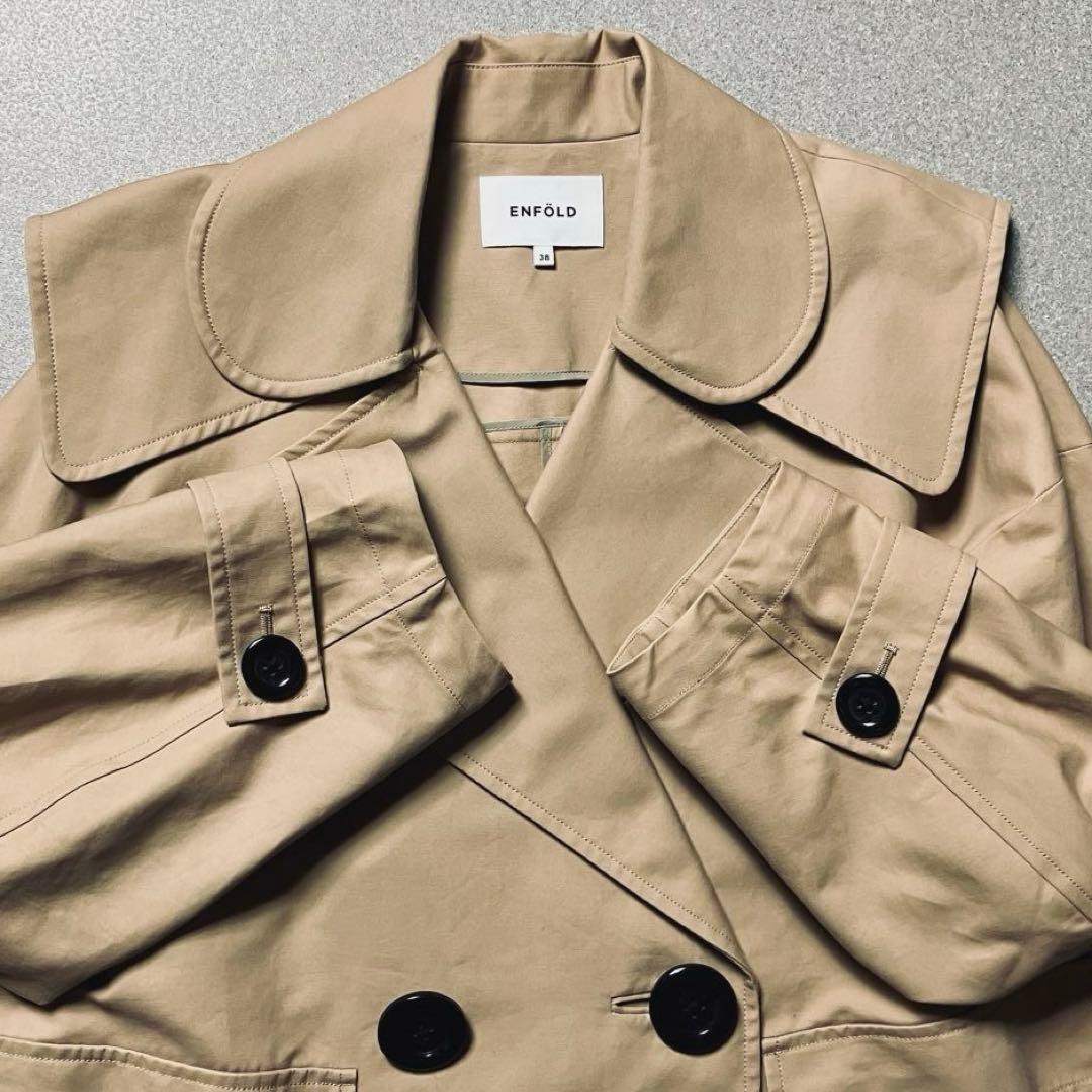 【美品✨近年】エンフォルド ビッグカラー コットンダブルクロスジャケット コート