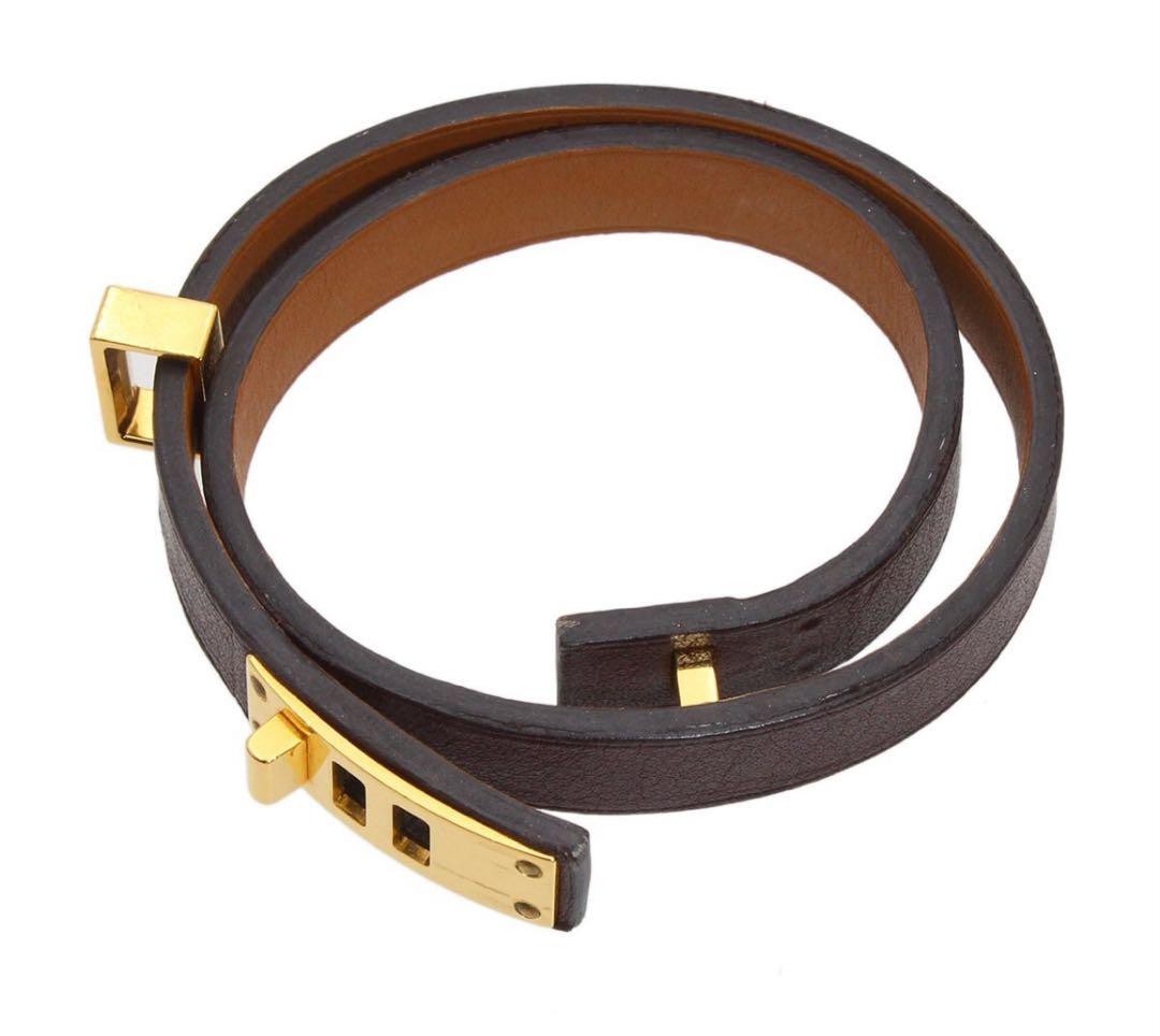 E2802 美品 エルメス ミニドッグ ドゥブルトゥール レザー ブレスレット