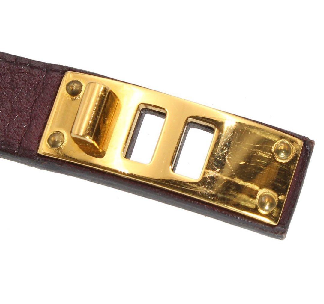 E2802 美品 エルメス ミニドッグ ドゥブルトゥール レザー ブレスレット