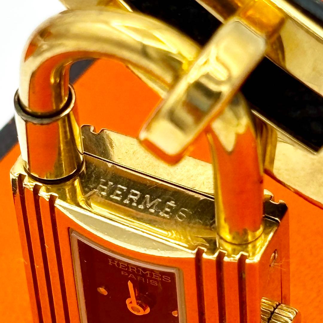 HERMES ケリーウォッチ ブラックレザー 黒文字盤 ゴールド 金 エルメス