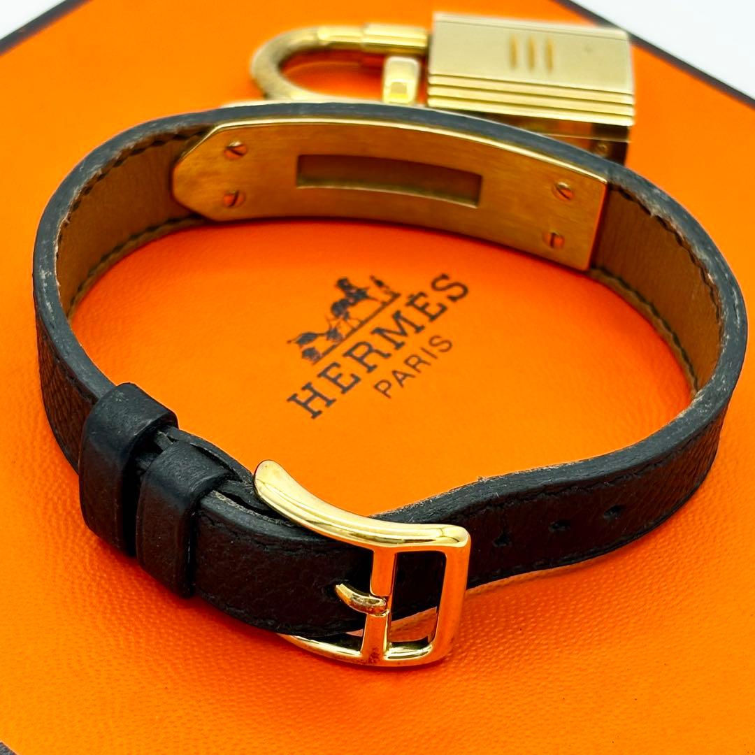 HERMES ケリーウォッチ ブラックレザー 黒文字盤 ゴールド 金 エルメス