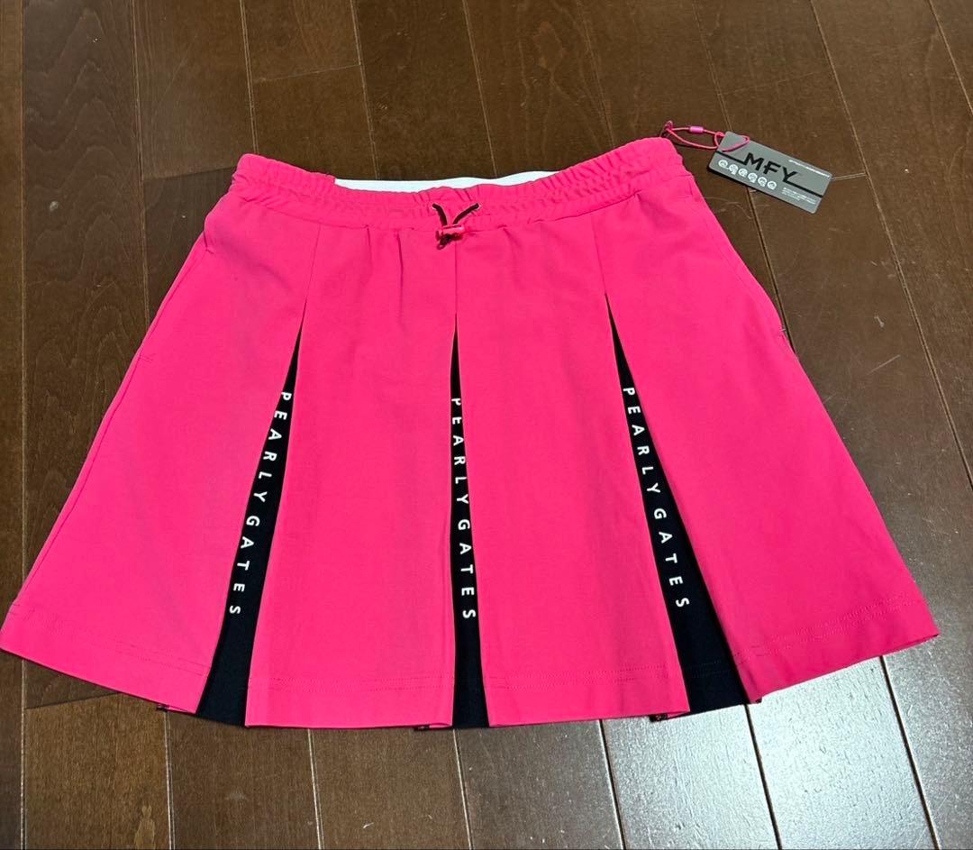 パーリーゲイツMFY裏カノコプリーズスカート ピンク×ブラックサイズ1