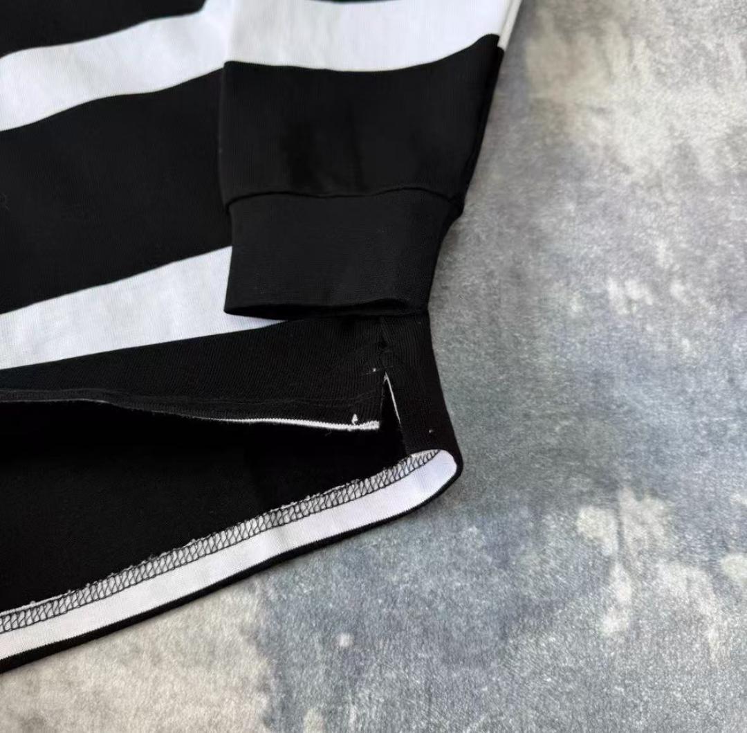 美品Supreme ラガーシャツ M 黒/白 ストライプ