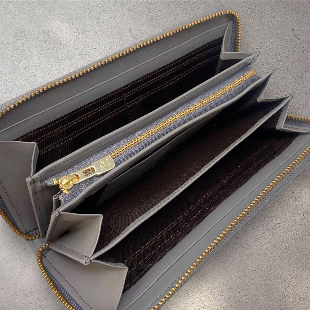 未使用 russet 長財布 ラウンドジップウォレット ブラウン グレー 茶