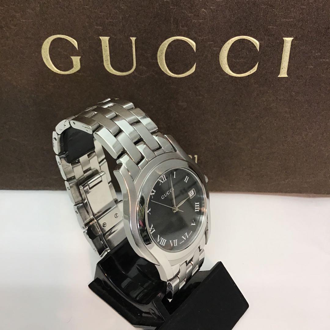 ‼️GUCCI グッチ‼️ステンレススチール ブラックダイヤル クォーツ時計