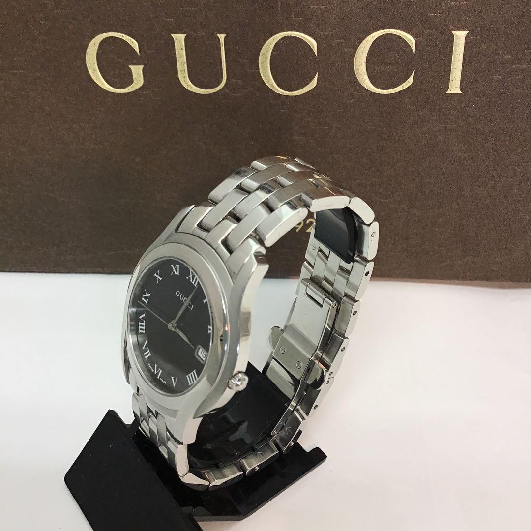 ‼️GUCCI グッチ‼️ステンレススチール ブラックダイヤル クォーツ時計