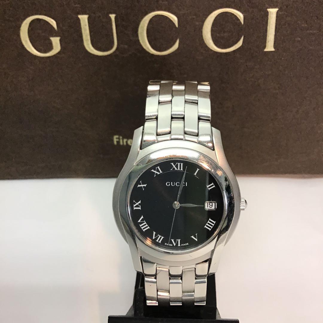 ‼️GUCCI グッチ‼️ステンレススチール ブラックダイヤル クォーツ時計