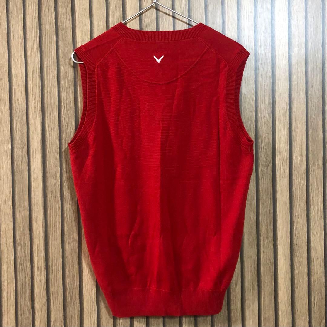 新品　キャロウェイ　ニット　ベスト　アーガイル　Lサイズ 赤