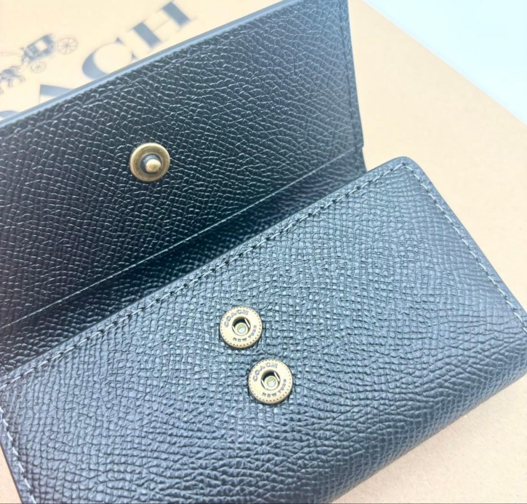 【COACH☆新品】6 リング キー ケース！クロスグレイン レザー！ブラック！
