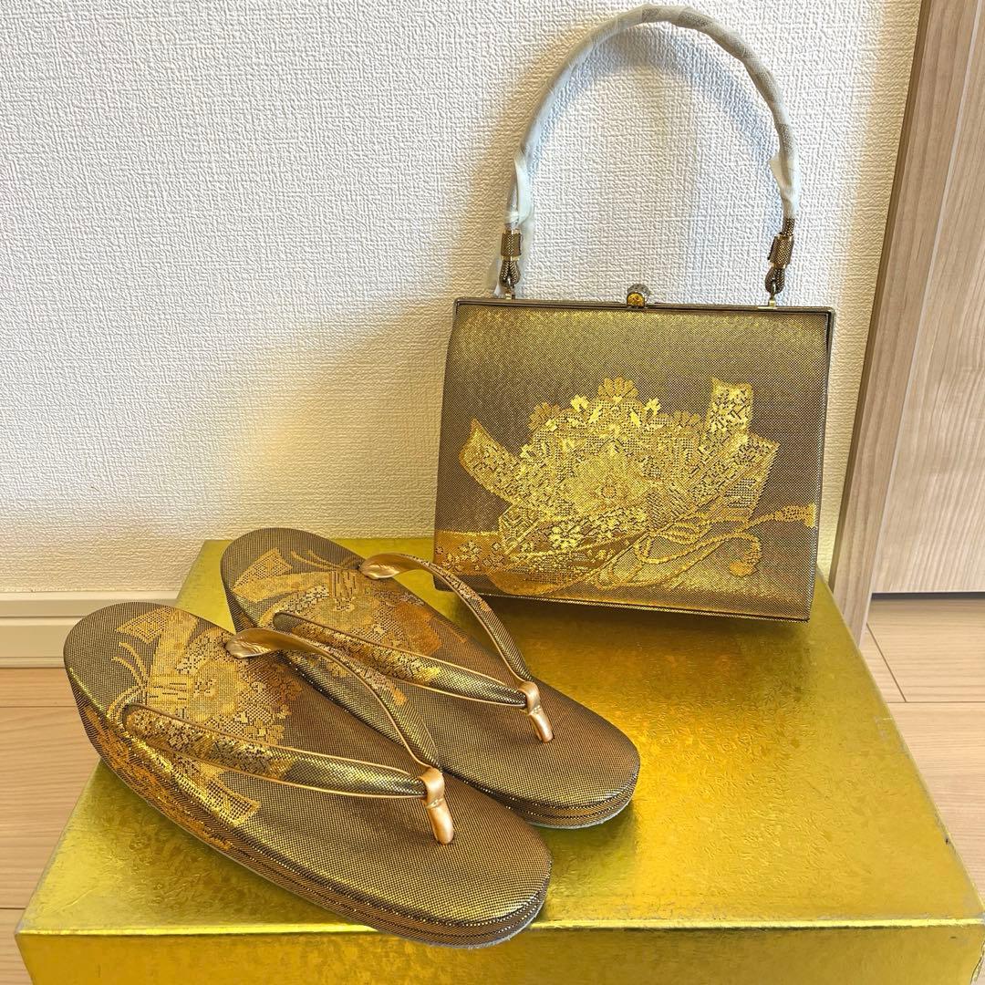 金鷲印　佐賀錦　草履バッグセット　M2404142