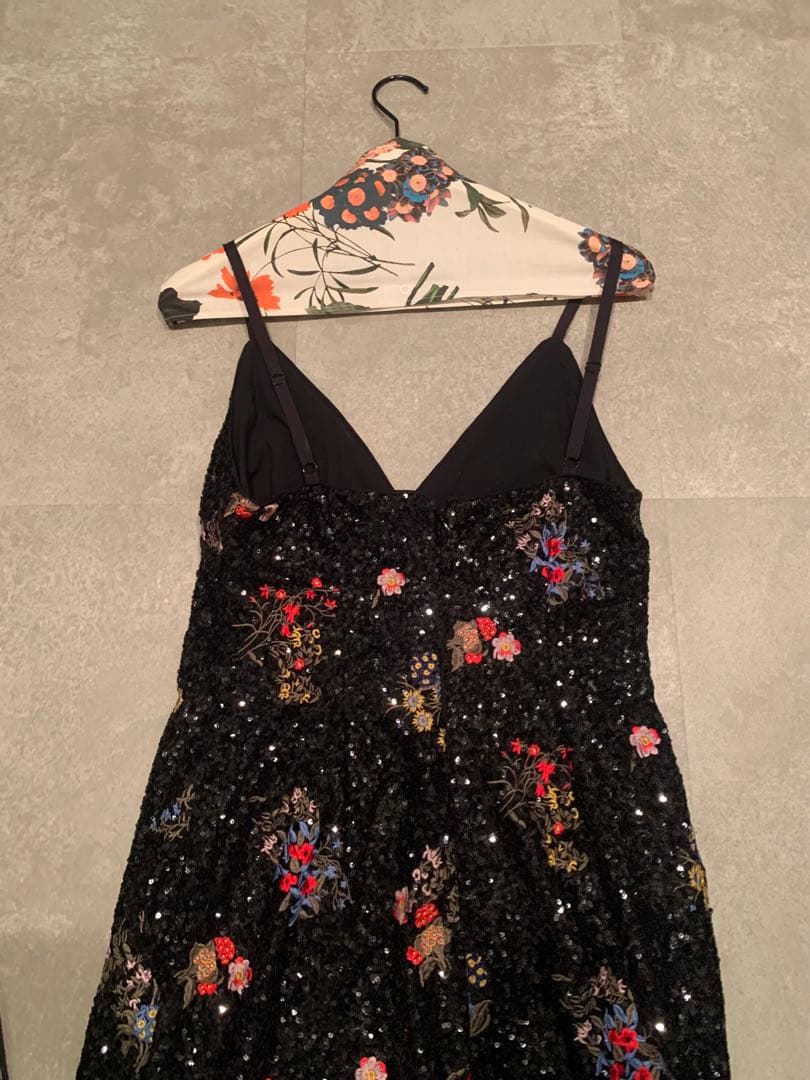 美品 ERDEM x  刺繍スパンコールキャミワンピース