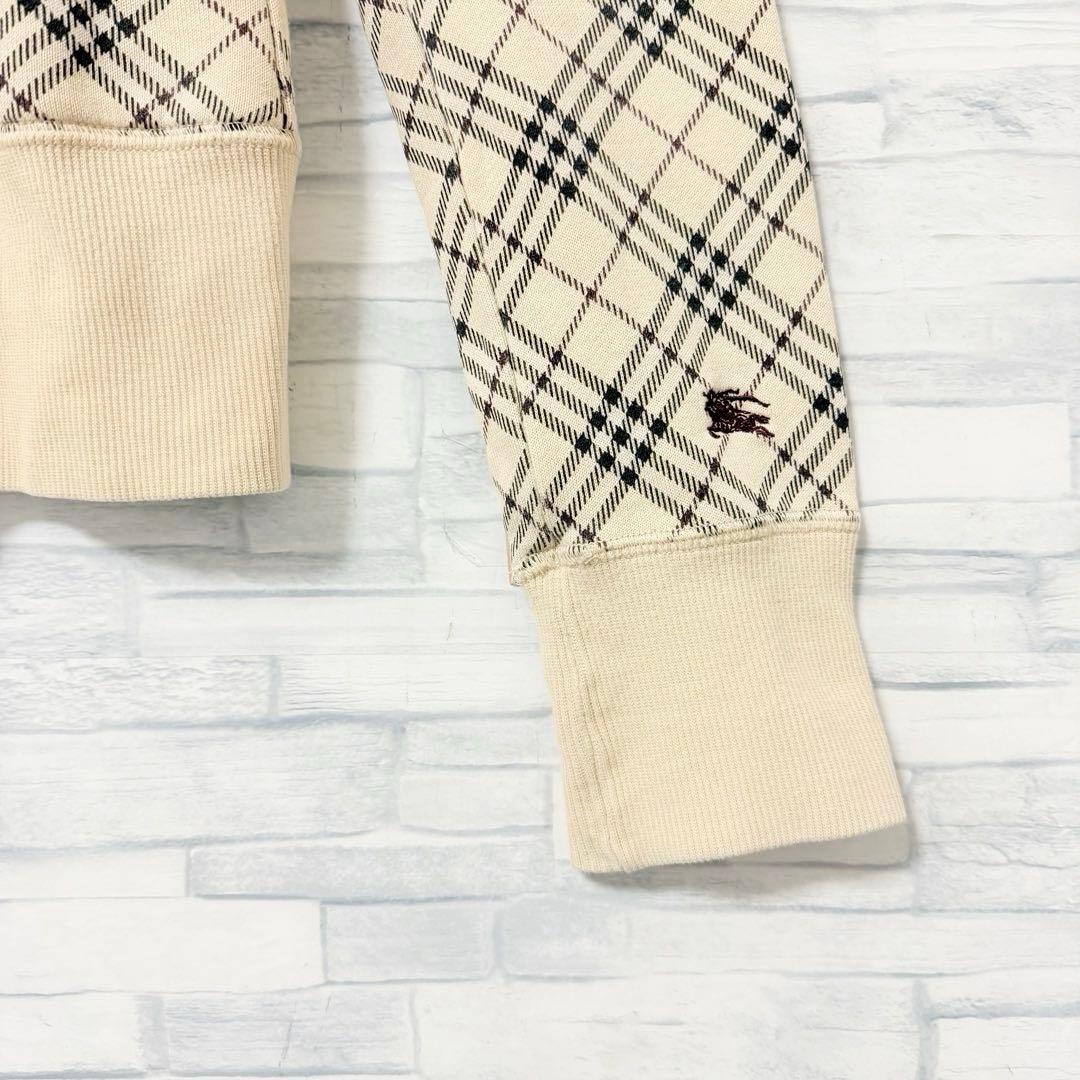 バーバリーブルーレーベル ノバチェック ジャケット 袖刺繍ロゴ ダブルジップ38