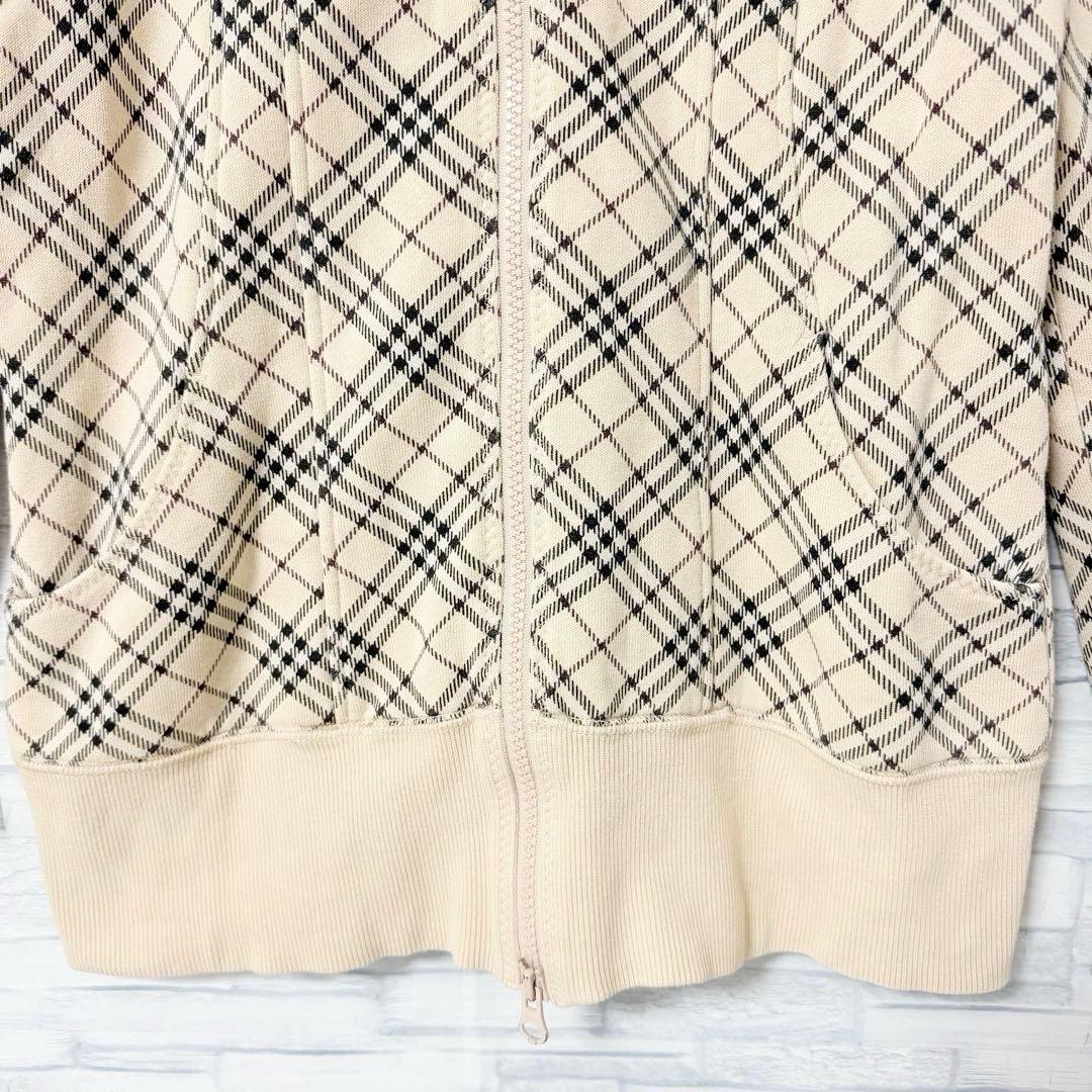 バーバリーブルーレーベル ノバチェック ジャケット 袖刺繍ロゴ ダブルジップ38