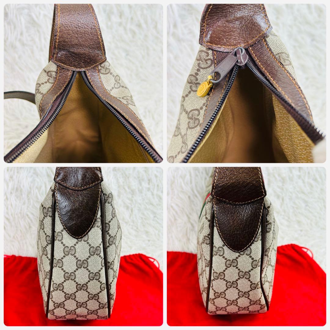 ✨美品 GUCCI GG シェリーライン ハーフムーン ショルダーバッグ レザー