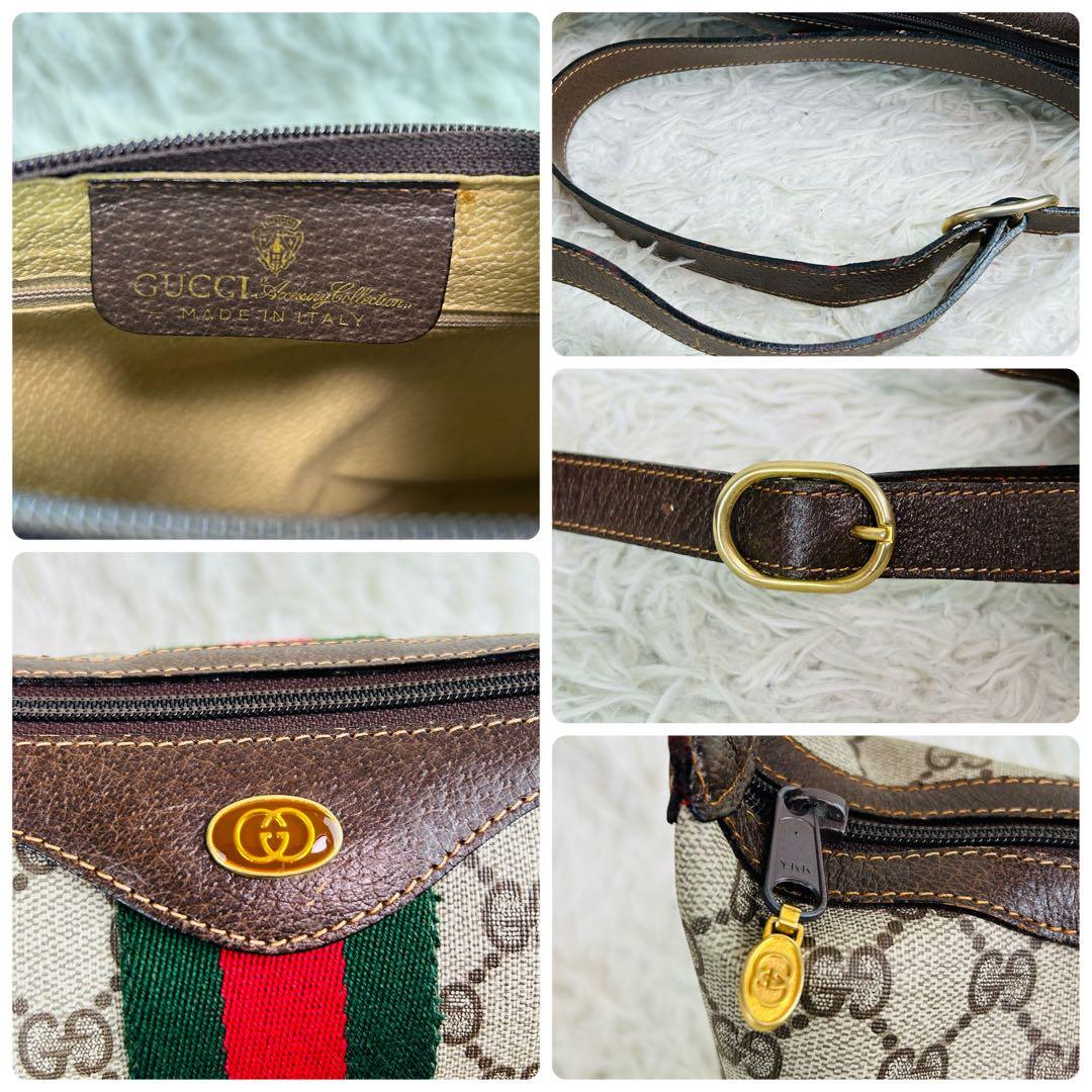 ✨美品 GUCCI GG シェリーライン ハーフムーン ショルダーバッグ レザー