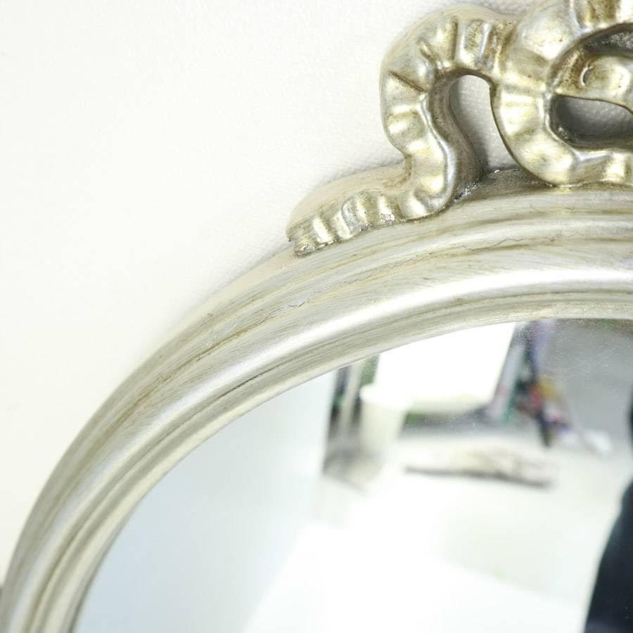 値下げ英国製 ローラアシュレイ ウォールミラー 壁掛け鏡 シルバー色 リボン装飾