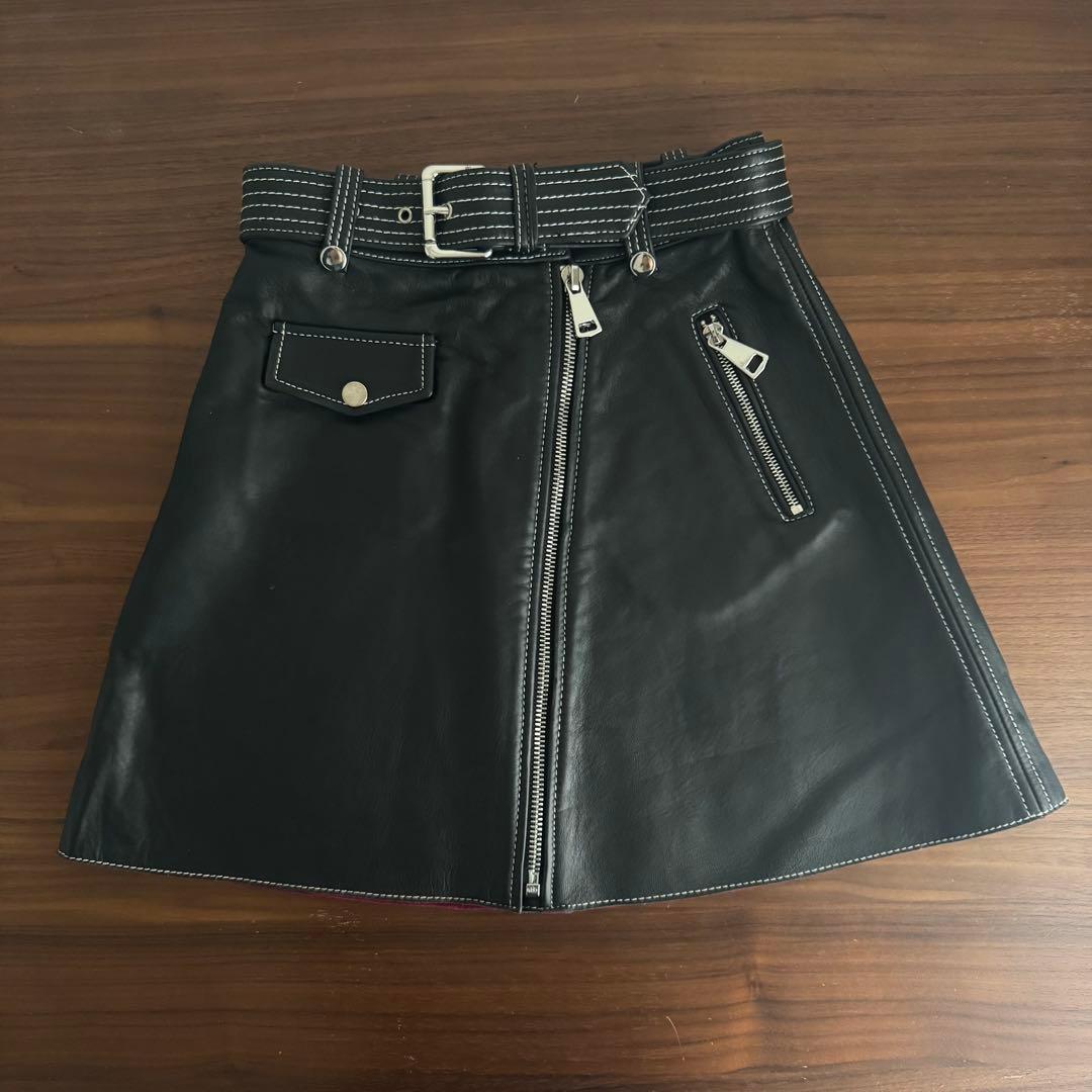 21日まで値下げ maje 本革ミニスカート ジッパー