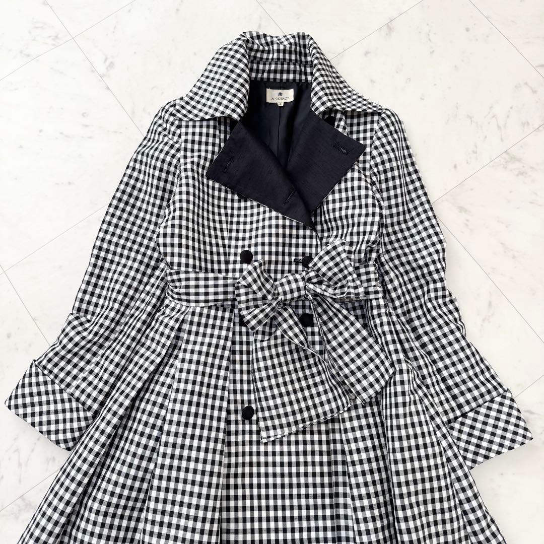 【美品】M'S GRACY エムズクレイシー トレンチ ギンガムチェック フレア