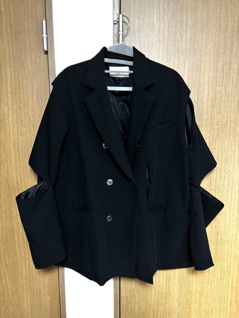 seytoカットスリットダブルブレストテーラードジャケット ブラックサイズ1