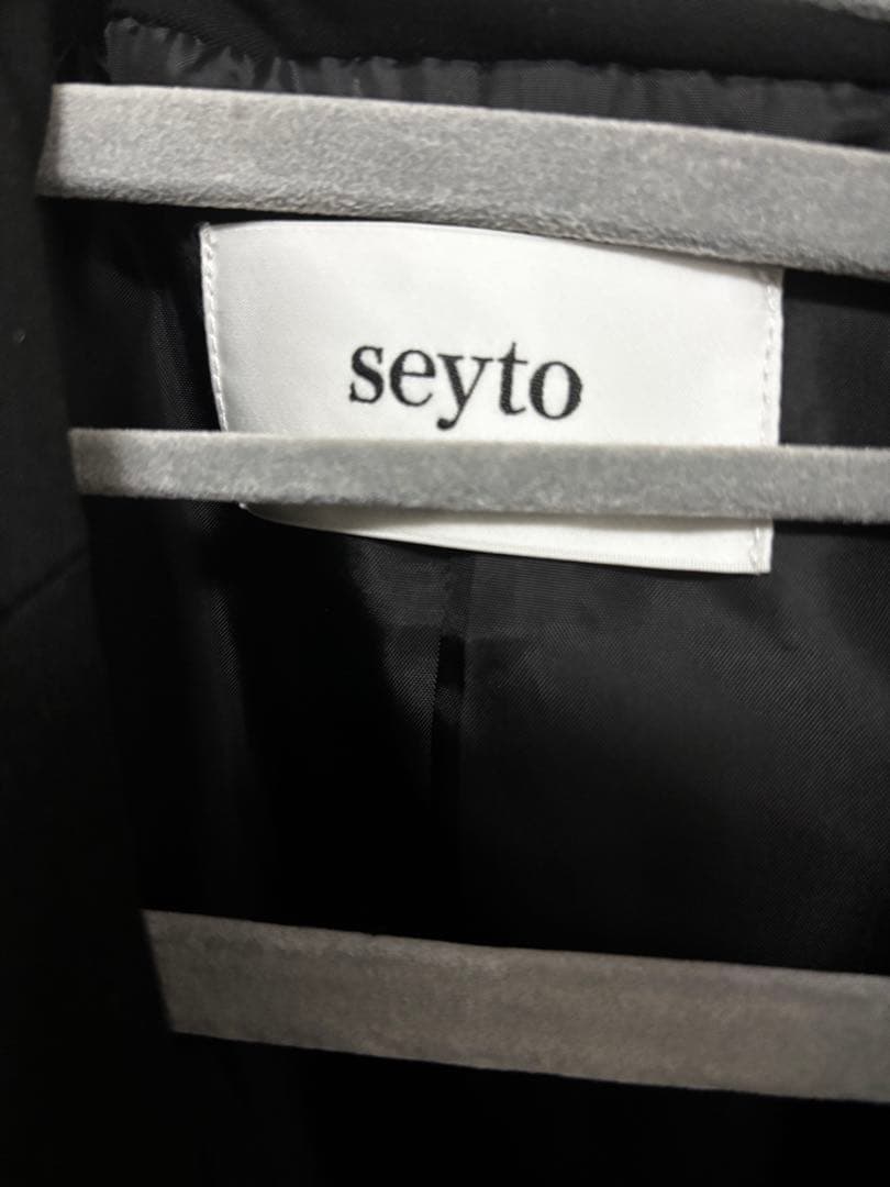 seytoカットスリットダブルブレストテーラードジャケット ブラックサイズ1