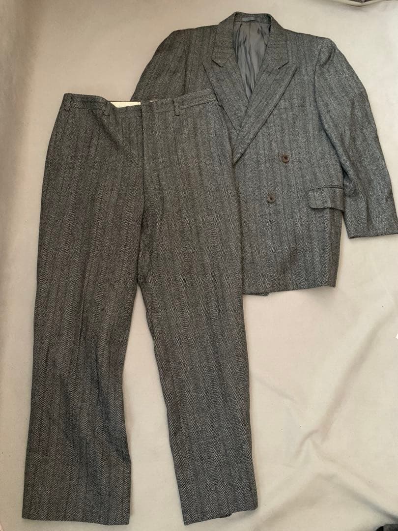 Burberry‘s ヘリンボーン　ダブル　セットアップ　ネームあり　Lサイズ